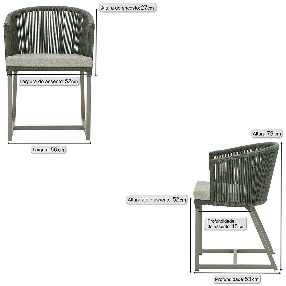 Cadeira De Jantar Noronha Alumínio Fendi E3 Trama Original Verde - 2