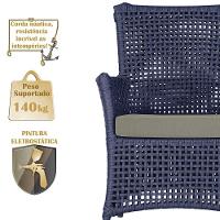 Poltrona Igapó Alumínio Micro Pintura Preta Corda Náutica E8 Azul