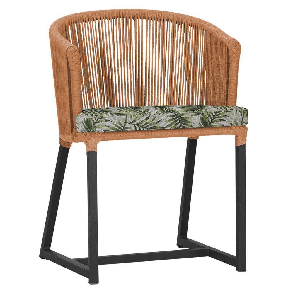 Cadeira De Jantar Noronha Alumínio Preta E5 Trama Original Terra Cota - 1