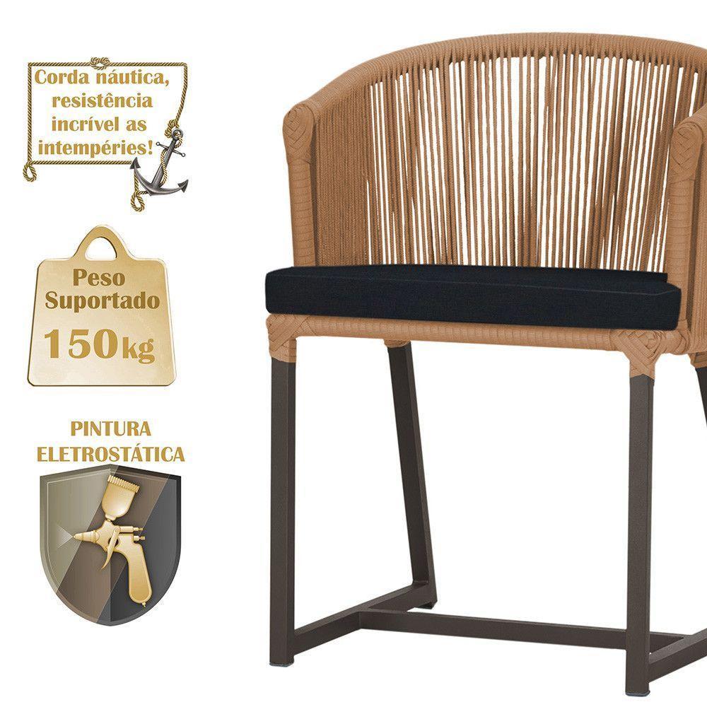 Cadeira De Jantar Noronha Alumínio Marrom E12 Trama Original Terra Cota - 4