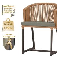 Cadeira De Jantar Noronha Alumínio Marrom E8 Trama Original Terra Cota