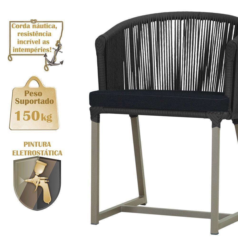 Mesa E 6 Cadeiras De Jantar Noronha Fendi E12 Trama Original Preto - 4