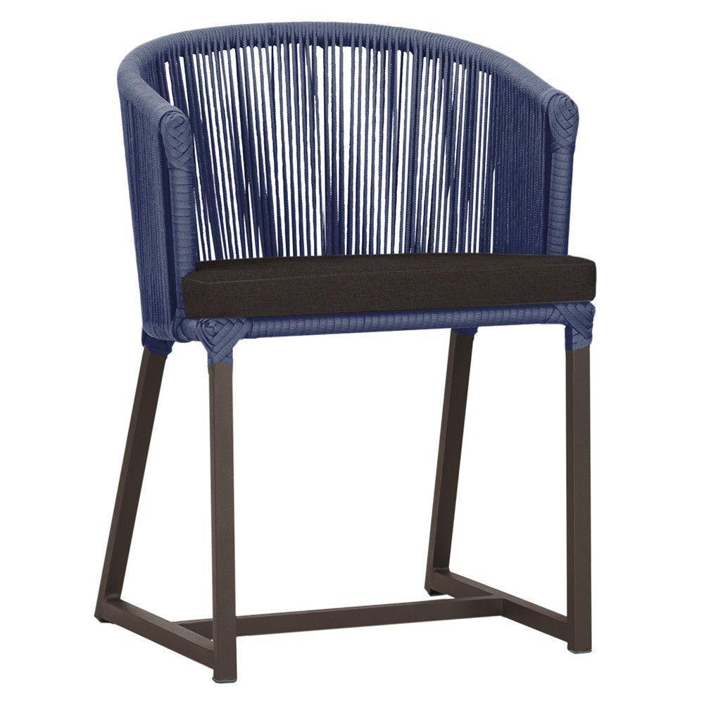 Cadeira De Jantar Noronha Alumínio Marrom E9 Trama Original Azul - 1