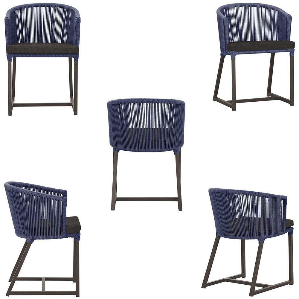 Cadeira De Jantar Noronha Alumínio Marrom E9 Trama Original Azul - 5