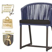 Cadeira De Jantar Noronha Alumínio Marrom E9 Trama Original Azul