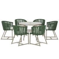 Mesa E 6 Cadeiras De Jantar Noronha Fendi E3 Trama Original Verde - 1