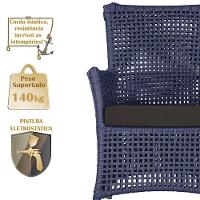 Poltrona Igapó Alumínio Micro Pintura Fendi Corda Náutica E9 Azul - 3