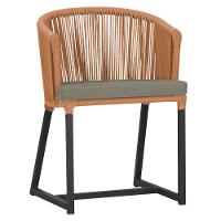 Cadeira De Jantar Noronha Alumínio Preta E8 Trama Original Terra Cota - 1