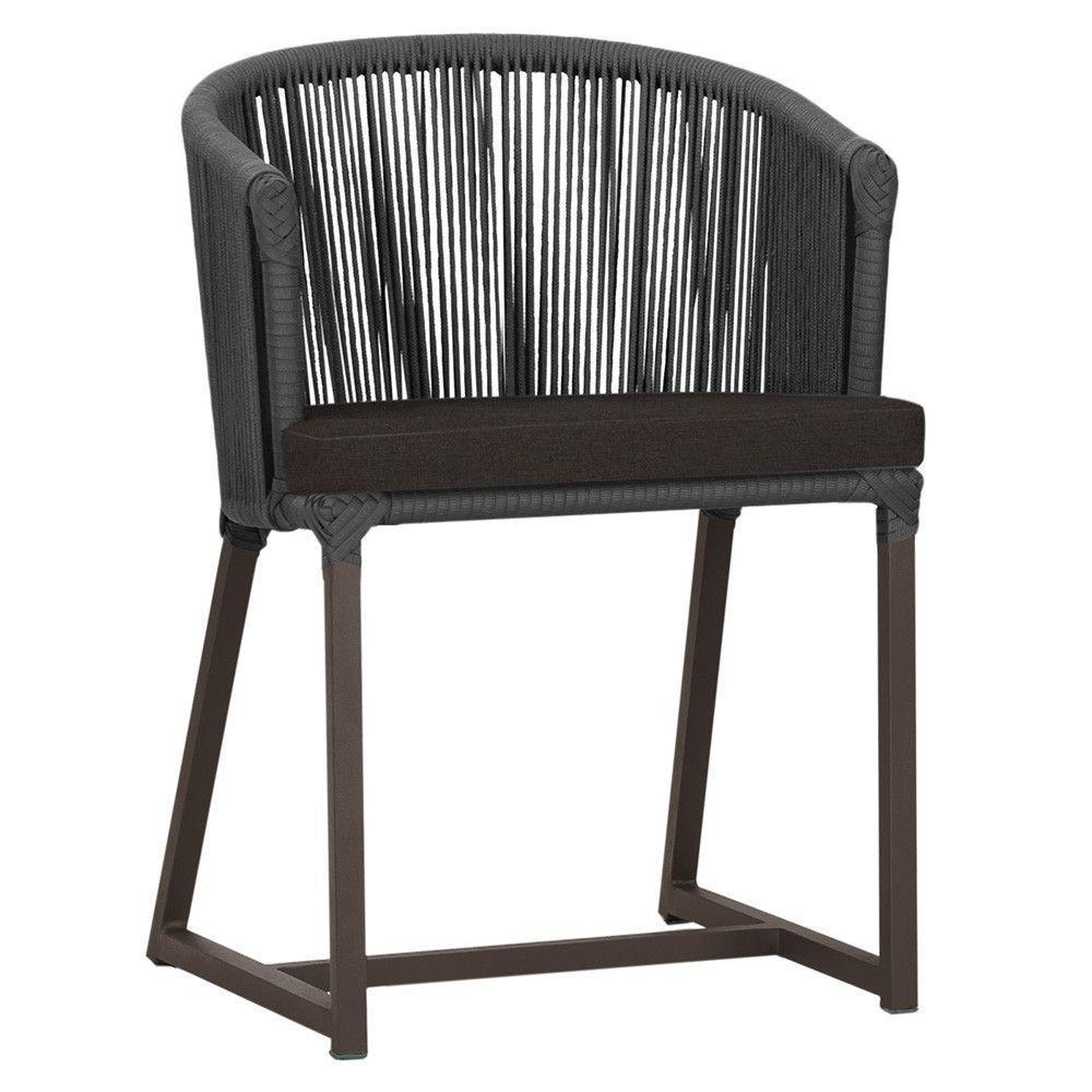 Cadeira De Jantar Noronha Alumínio Marrom E9 Trama Original Preto - 1