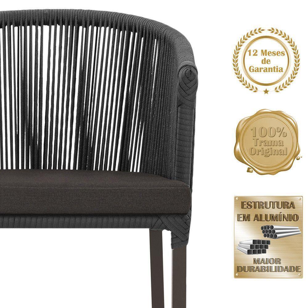 Cadeira De Jantar Noronha Alumínio Marrom E9 Trama Original Preto - 3
