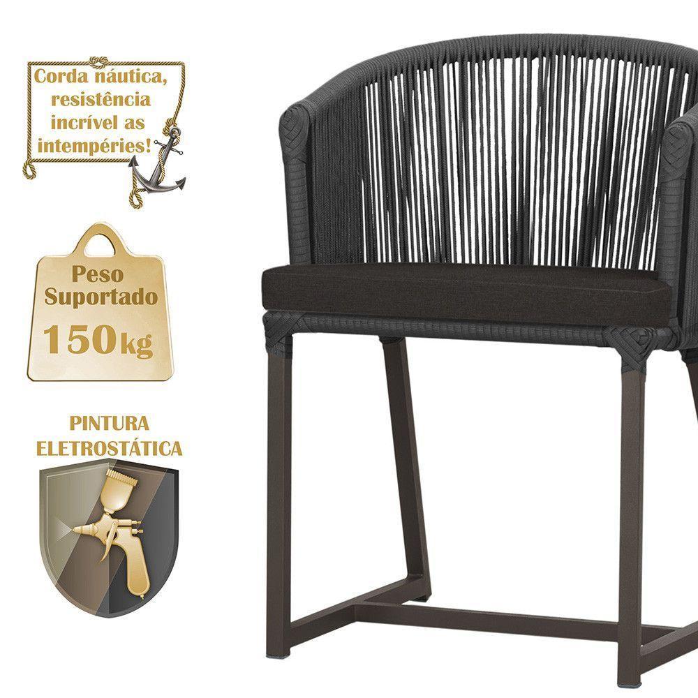 Cadeira De Jantar Noronha Alumínio Marrom E9 Trama Original Preto - 4