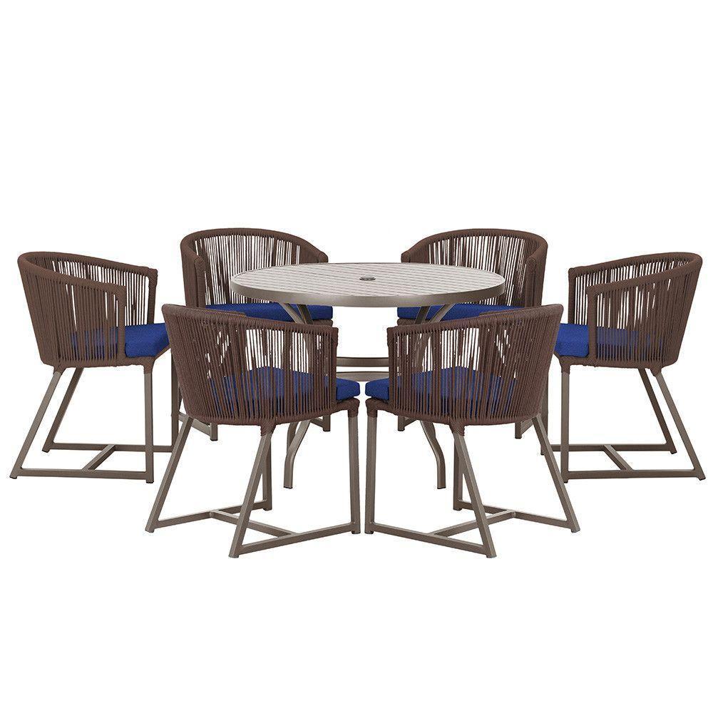 Mesa E 6 Cadeiras Jantar Noronha Marrom E10 Trama Original Marrom - 1