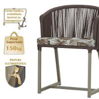 Mesa E 6 Cadeiras De Jantar Noronha Fendi E6 Trama Original Marrom - 2