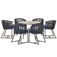 Mesa E 6 Cadeiras Jantar Noronha Marrom E10 Trama Original Preto - 1