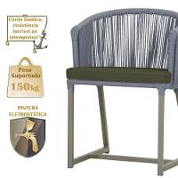 Cadeira De Jantar Noronha Alumínio Fendi E13 Trama Original Prata