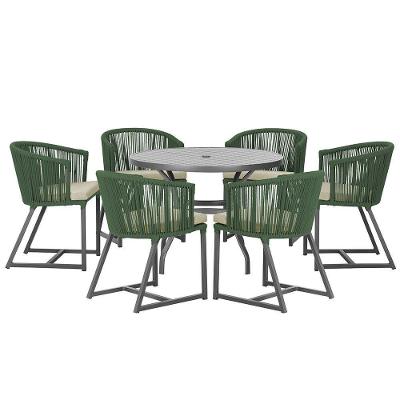 Mesa E 6 Cadeiras E Noronha Preto E7 Trama Original Verde