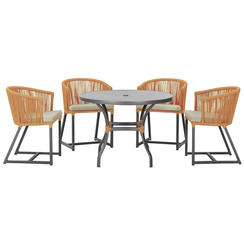 Mesa Com 4 Cadeiras E Noronha Estofado 7 Trama Original Terra Cota - 1