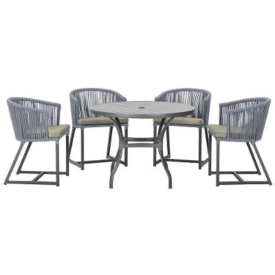 Mesa Com 4 Cadeiras E Noronha Estofado 8 Trama Original Prata