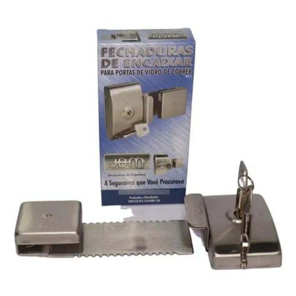 Fechadura Jbm Encaixe Para Portas De Vidro De Correr Escovado - 3
