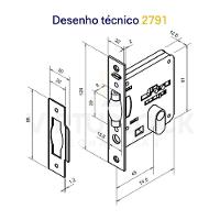 Fechadura Rolete Externa 2791 Polida Imab Polido - 2