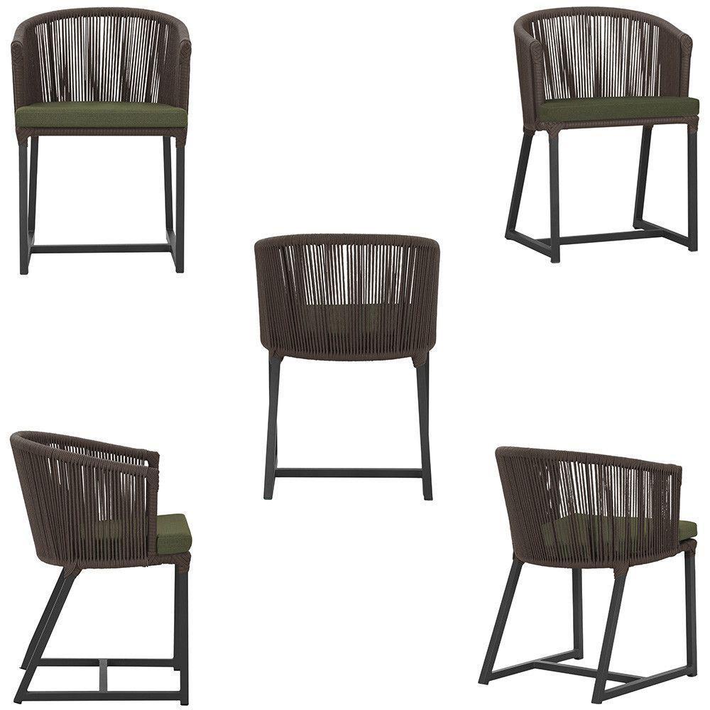 Cadeira De Jantar Noronha Alumínio Preta E13 Trama Original Marrom - 5