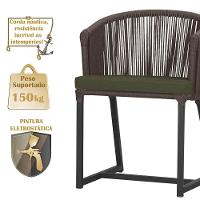 Cadeira De Jantar Noronha Alumínio Preta E13 Trama Original Marrom