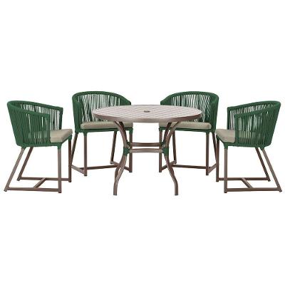 Mesa Com 4 Cadeiras E Noronha Estofado 8 Trama Original Verde
