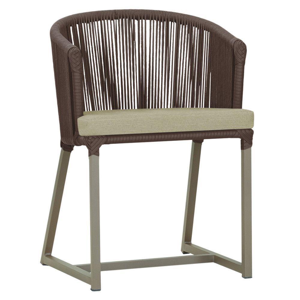 Cadeira De Jantar Noronha Alumínio Fendi E7 Trama Original Marrom - 1