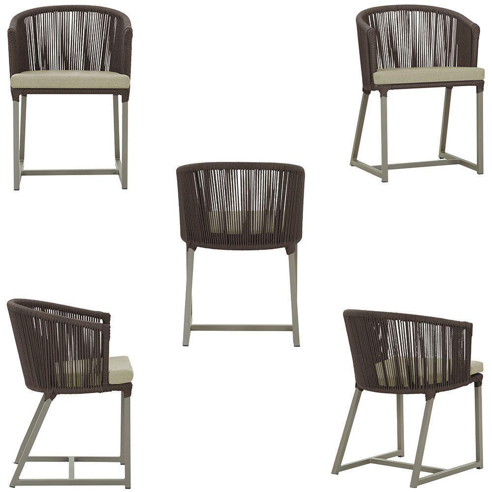 Cadeira De Jantar Noronha Alumínio Fendi E7 Trama Original Marrom - 5