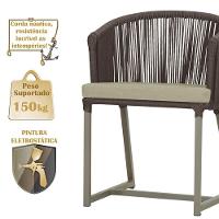 Cadeira De Jantar Noronha Alumínio Fendi E7 Trama Original Marrom