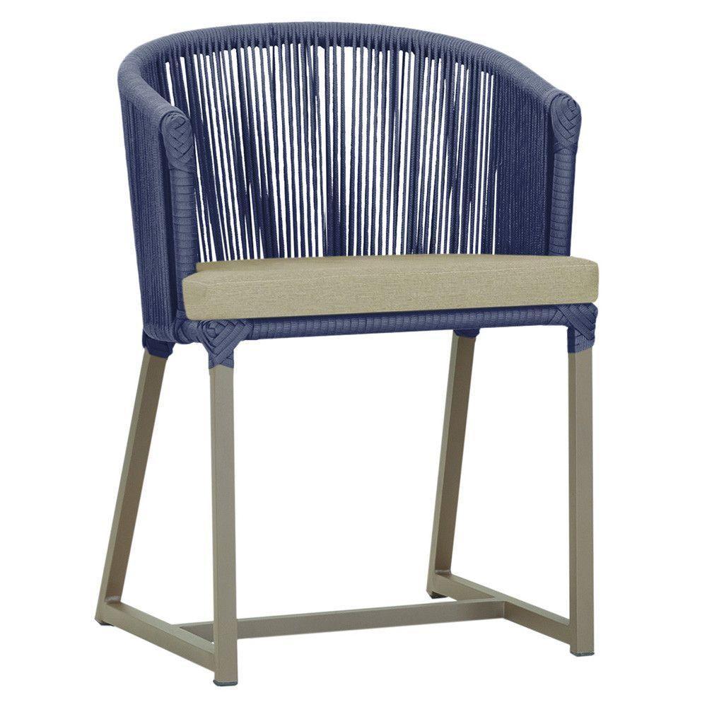 Cadeira De Jantar Noronha Alumínio Fendi E7 Trama Original Azul - 1