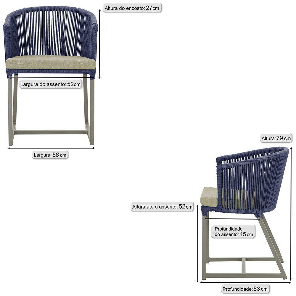 Cadeira De Jantar Noronha Alumínio Fendi E7 Trama Original Azul - 2