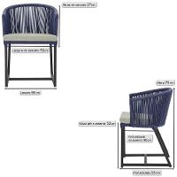 Cadeira De Jantar Noronha Alumínio Preta E3 Trama Original Azul - 2