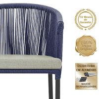 Cadeira De Jantar Noronha Alumínio Preta E3 Trama Original Azul - 3