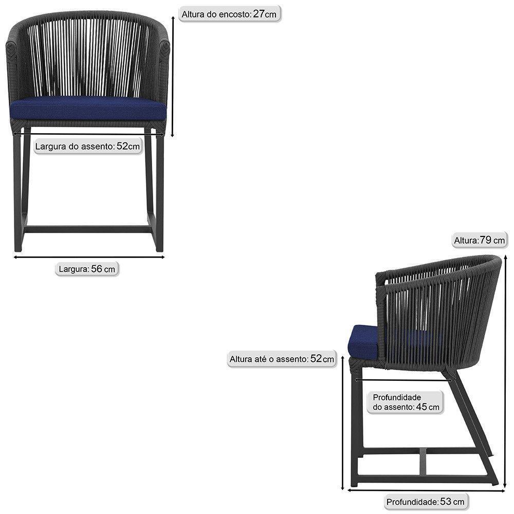 Cadeira De Jantar Noronha Alumínio Preta E10 Trama Original Preto - 7