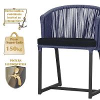 Cadeira De Jantar Noronha Alumínio Preta E12 Trama Original Azul - 5