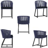 Cadeira De Jantar Noronha Alumínio Preta E12 Trama Original Azul - 6