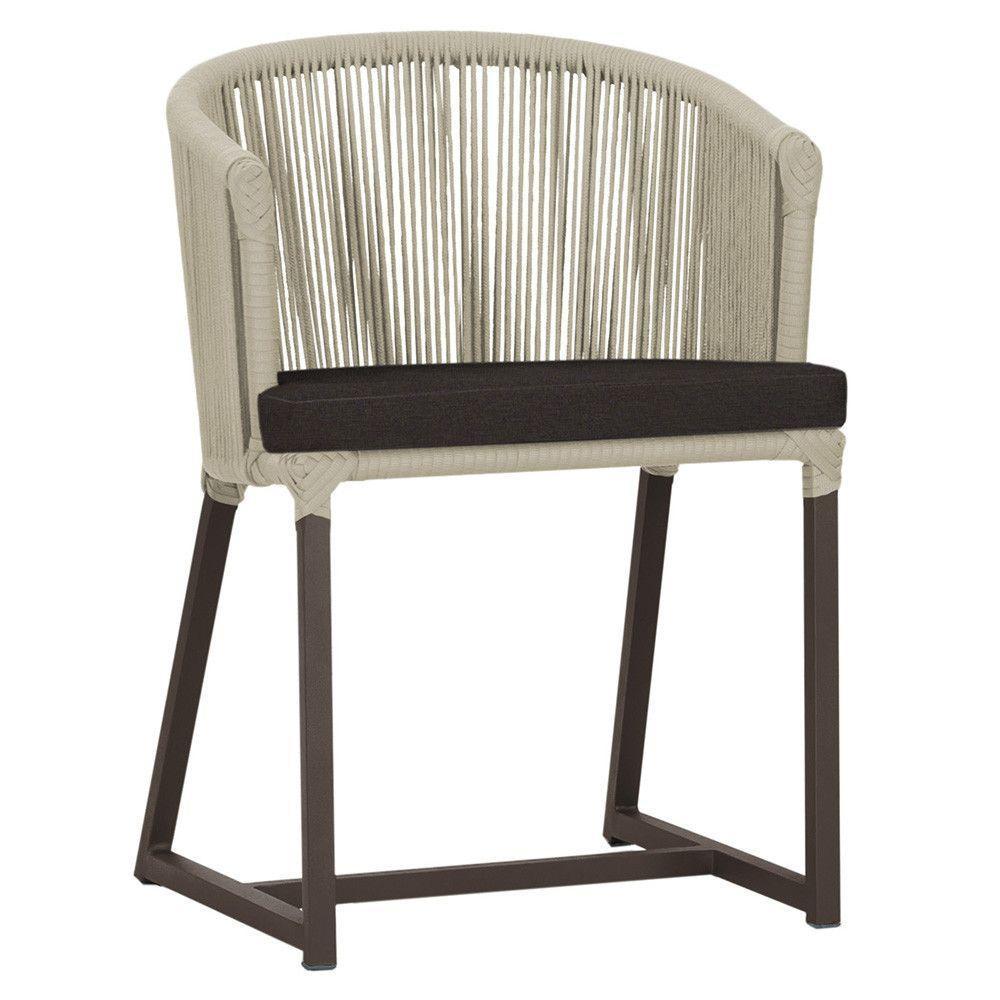 Cadeira De Jantar Noronha Alumínio Marrom E9 Trama Original Rami - 1