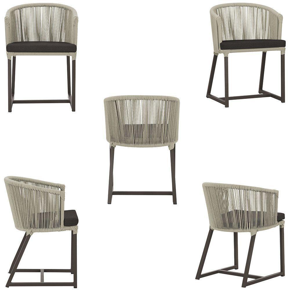 Cadeira De Jantar Noronha Alumínio Marrom E9 Trama Original Rami - 5