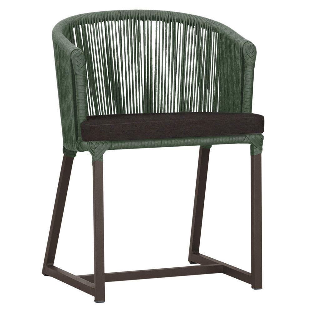 Cadeira De Jantar Noronha Alumínio Marrom E9 Trama Original Verde - 1