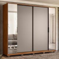 Guarda Roupa Casal Laredo 4 Portas Flex Nogueira/nude Prime Tx Com Espelho E Pés - Demartêz - 1