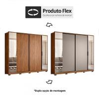 Guarda Roupa Casal Laredo 4 Portas Flex Nogueira/nude Prime Tx Com Espelho E Pés - Demartêz