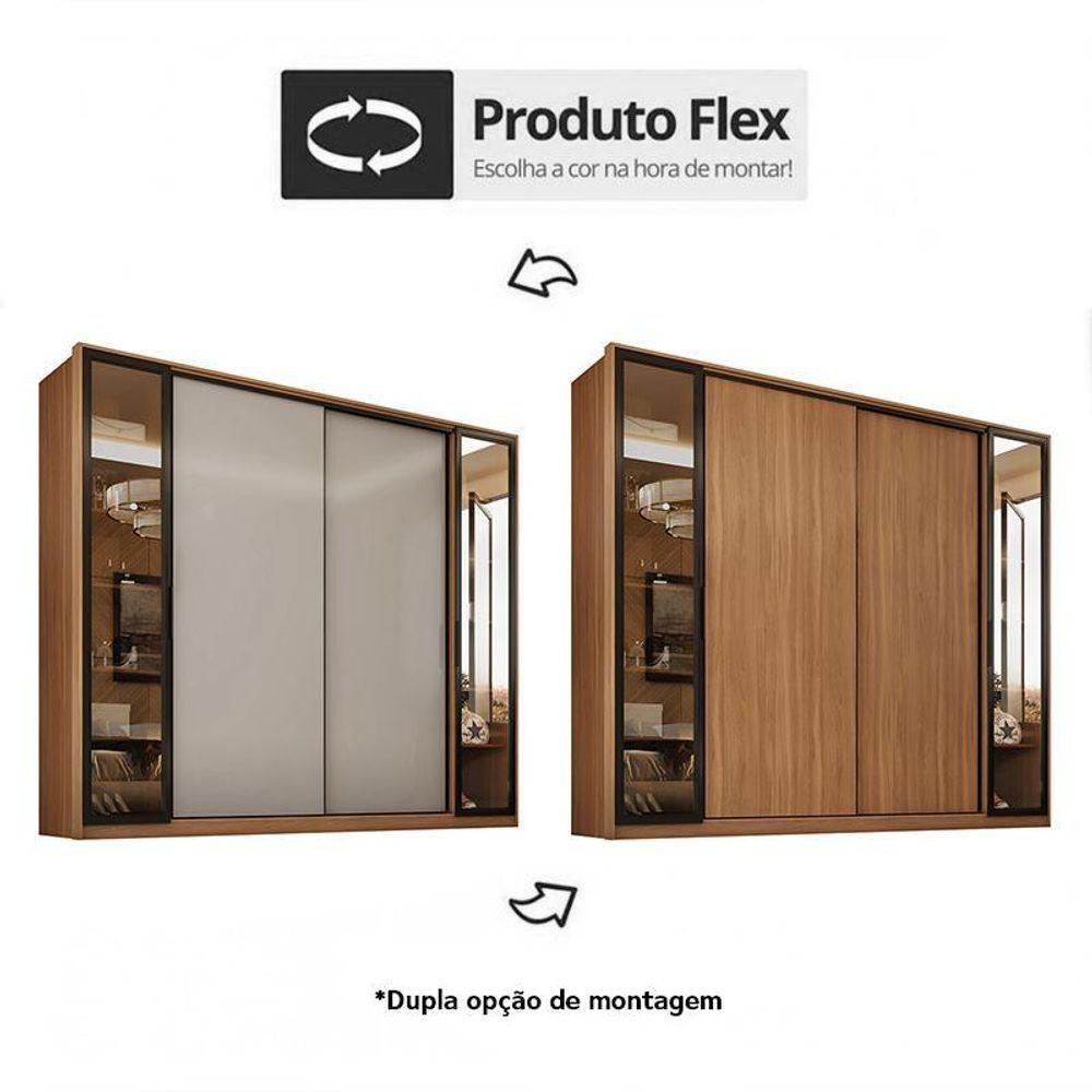 Guarda Roupa Casal Laredo 4 Portas Flex Amêndola Touch Com Vidro Reflecta - Demartêz - 4