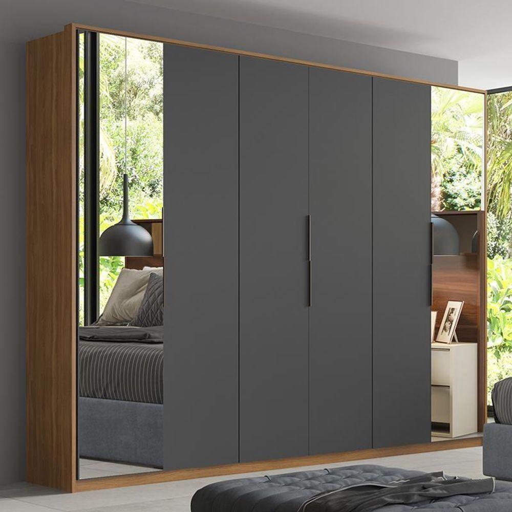 Guarda Roupa Casal Atrice 6 Portas Amêndola Touch/grafito Com 2 Espelhos - Demartêz Amêndola Touch/grafito - 1