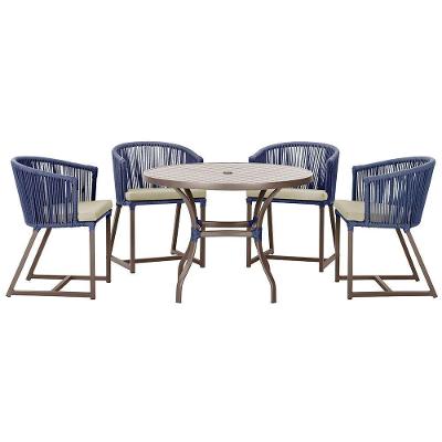 Mesa Com 4 Cadeiras E Noronha Estofado 7 Trama Original Azul