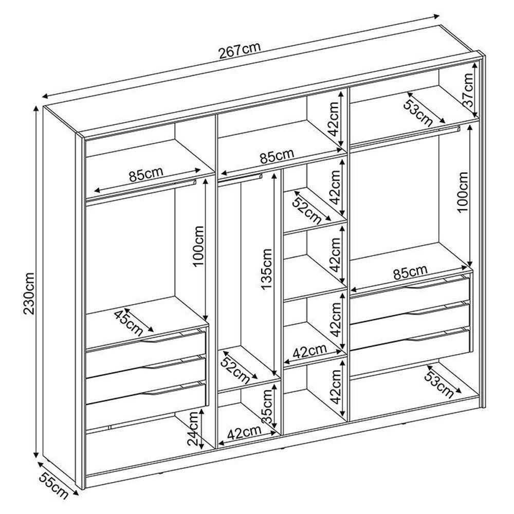 Guarda Roupa Casal Atrice 6 Portas Amêndola Touch Com 2 Espelhos - Demartêz Amêndola Touch - 4