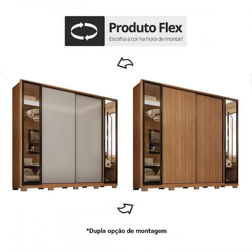 Guarda Roupa Casal Laredo 4 Portas Flex Amêndola Touch Com Vidro Reflecta E Pés - Demartêz - 4