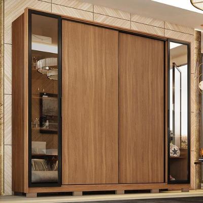 Guarda Roupa Casal Laredo 4 Portas 2 Deslizantes 2 de Giro 4 Gavetas Amêndola Touch