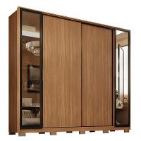 Guarda Roupa Casal Laredo 4 Portas Flex Amêndola Touch Com Vidro Reflecta E Pés - Demartêz - 2