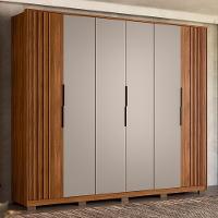 Guarda Roupa Casal Atrice Ripado 6 Portas Nogueira Touch/nude Prime Tx Com Pés - Demartêz - 1